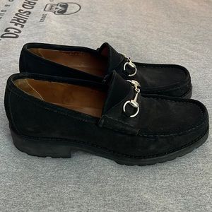 Men’s GUCCI 016343 Black Suede Loafers Size 8.5